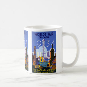 Caneca De Café Feira de mundos Chicago do vintage 1934