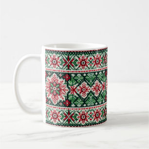 Caneca De Café Feira de Natal/Inverno vermelha e verde