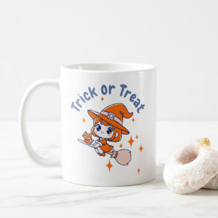 Caneca De Café Feiticeira Chibi "Trick or Tratat" Halloween