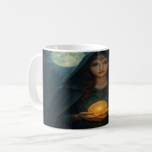 Caneca De Café Feiticeira Mística com Orbe Glowing