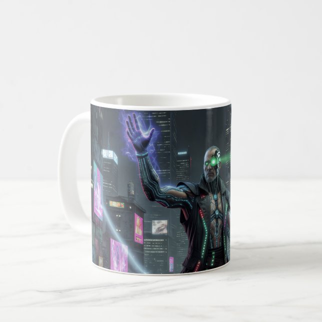 Caneca De Café Feiticeiro Futurista (Frente Esquerda)