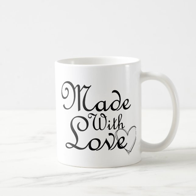 Caneca De Café Feito com coração do branco do amor (Direita)