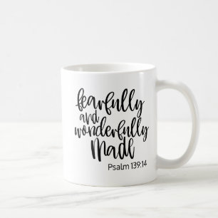 Caneca De Café Feito com Medo e Maravilha Versículo da Bíblia