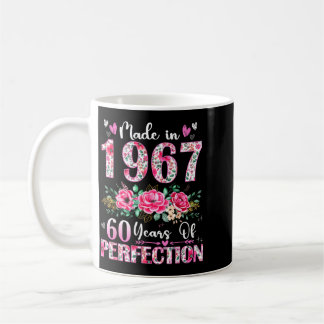 Caneca De Café Feito em 1967 com 60 Anos de Idade Floral Fofo Ani
