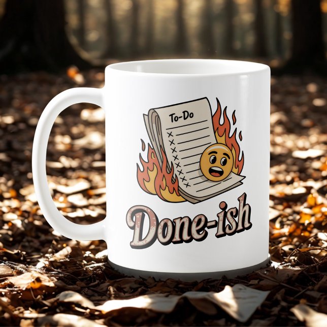 Caneca De Café Feito-ish | Culpa de Produtividade com Humor Emoci (Criador carregado)