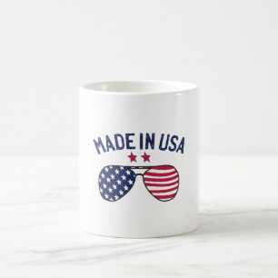 Caneca De Café Feito nos Estados Unidos Óculos de sol de bandeira