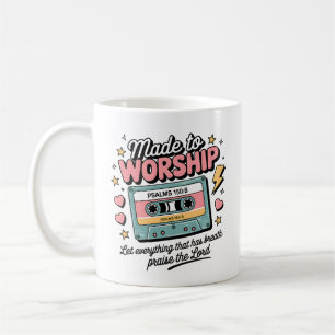 Caneca De Café Feito para Culto Mug   Taça Cristã de Café Retro