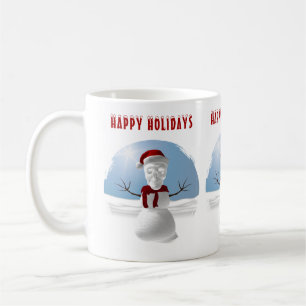 Caneca De Café Félicias de Fim de Ano. Boneco de neve com cabeça