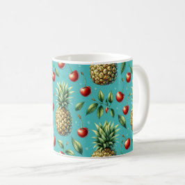 Caneca De Café Felicidade de Abacaxi com Cereja