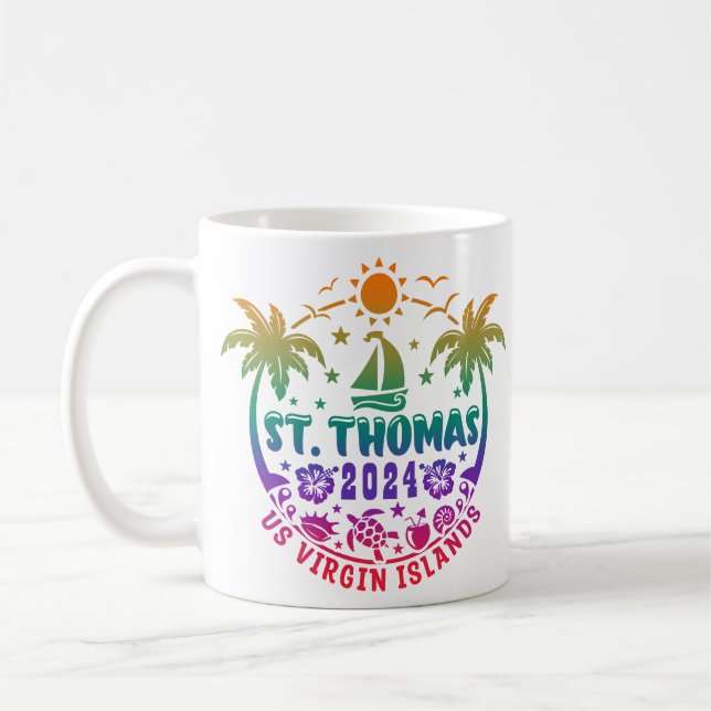 Caneca De Café Felicidade de São Tomás: Ilhas Virgens Americanas  (Esquerda)