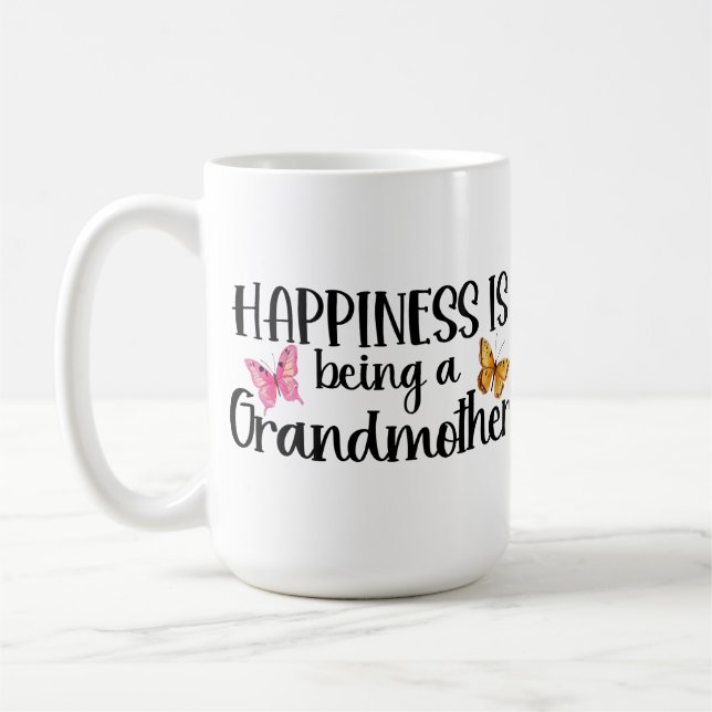 Caneca De Café Felicidade é Ser uma Avó Borboleta Vovó (Esquerda)