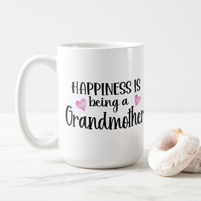Caneca De Café Felicidade é Ser uma Avó Revelação de Gravidez (Com Donut)