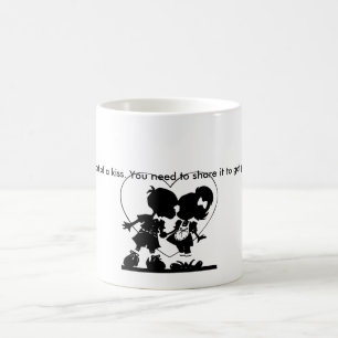 Caneca De Café "Felicidade é uma espécie de beijo" Amor