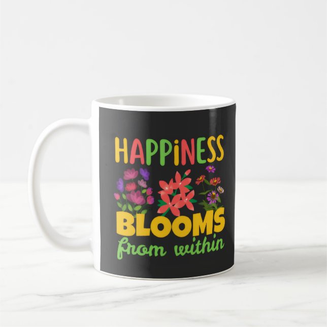 Caneca De Café Felicidade Floresce de Dentro Felicidade Primavera (Esquerda)