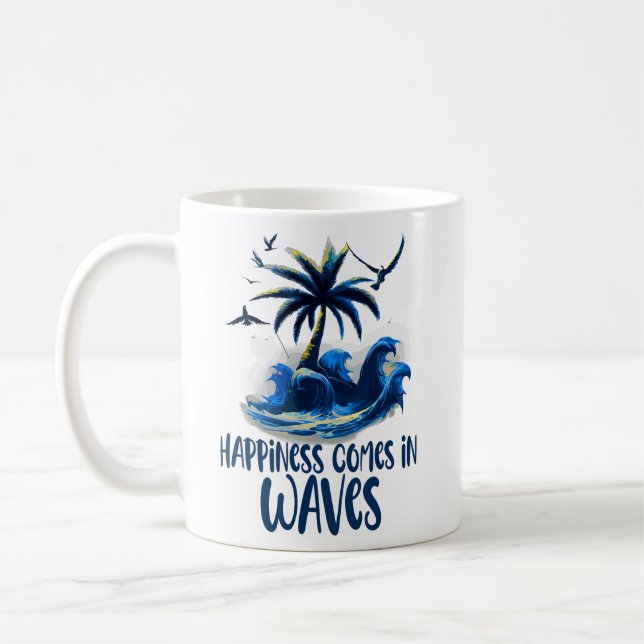 Caneca De Café Felicidade vem no Surf de Ondas Ondas (Esquerda)