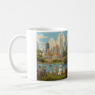Caneca De Café Feline Explorers no Merlion Park, Singapura
