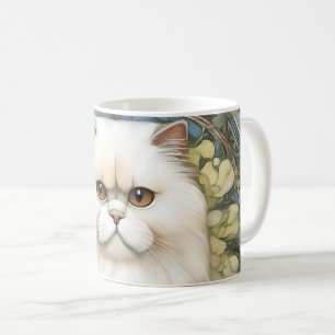 Caneca De Café Feline Persian cat art nouveau