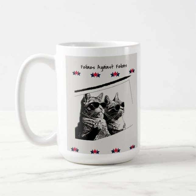 Caneca De Café Felinos Contra Felons. Branca (Esquerda)