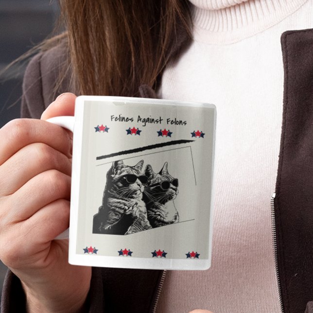 Caneca De Café Felinos Contra Felons. Estrelas. Memória (Criador carregado)