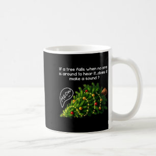 Caneca De Café Felinos Engraçados Empurrando Árvore de Natal Pija