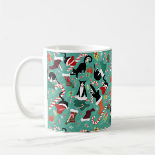 Caneca De Café Felinos engraçados, meias de Natal