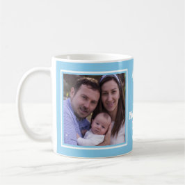 Caneca De Café Feliz 1º Dia das Mães 2 Colagem de Fotos Azul Bebê