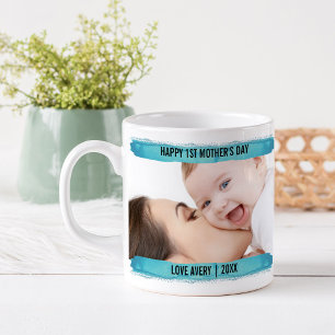 Caneca De Café Feliz 1º Dia das Mães 2 Pincelada Aqua Foto
