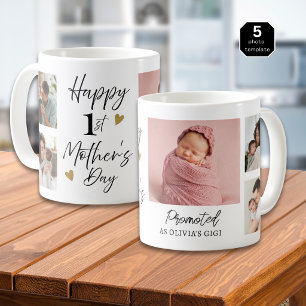 Caneca De Café Feliz 1º Dia das Mães como Gigi 5 Colagem de Fotos