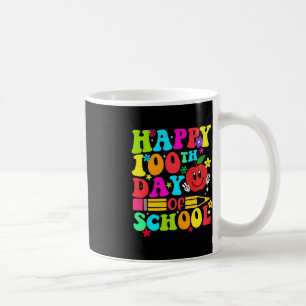 Caneca De Café Feliz 100º Dia Da Escola Retro 100 Dias Professor 