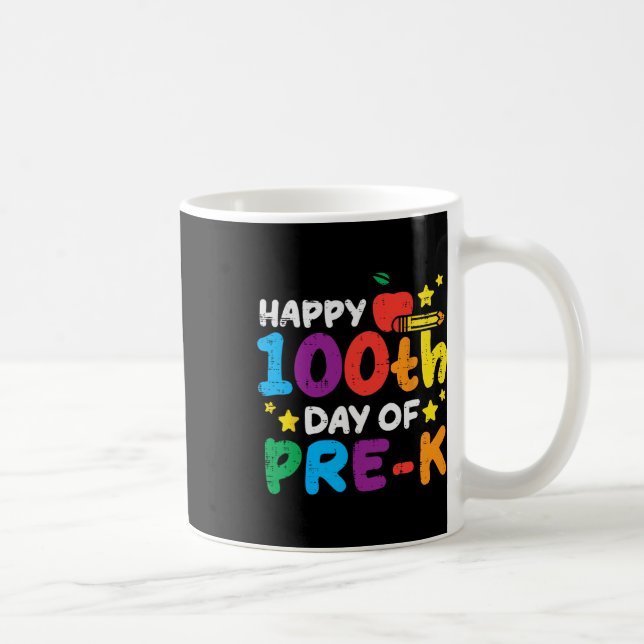 Caneca De Café Feliz 100º Dia Do Pré K Maçã 100 Dias Chá Escolar (Direita)