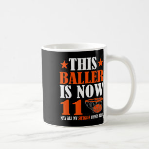 Caneca De Café Feliz 11 Birthday, 11 anos, Bysketbyll 11 Bi