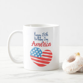 Caneca De Café Feliz 250º Aniversário América, Coração da Bandeir