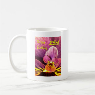 Caneca De Café Feliz 25 Birthday Flower Pansy