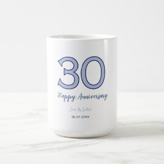 Caneca De Café Feliz 30º aniversário nome data roxo pastel ret