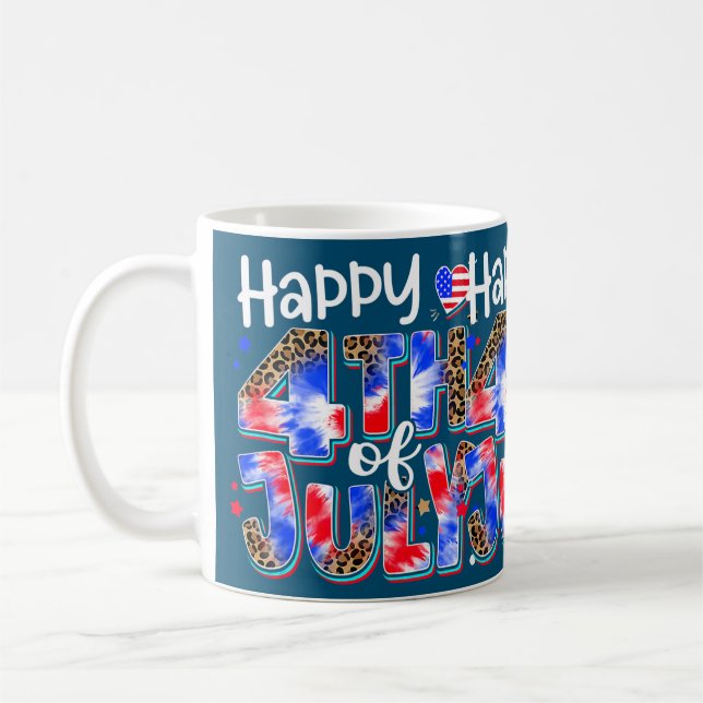 Caneca De Café Feliz 4 de julho América Patriótica Celebrando (Esquerda)