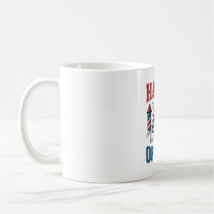 Caneca De Café Feliz 4 de Julho Desenho Vetorial Vintage Patrióti