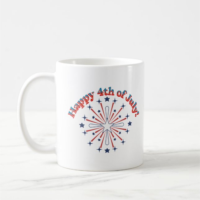 Caneca De Café Feliz 4 de julho do Fireworks (Esquerda)