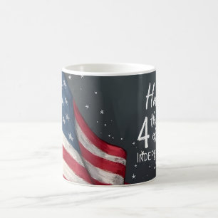 Caneca De Café Feliz 4 de Julho Ilustração de Arte de Bandeira Vi