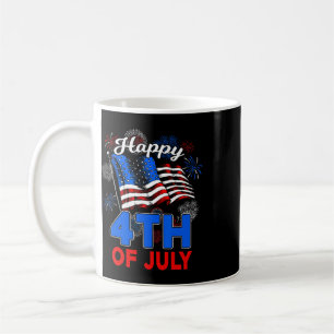 Caneca De Café Feliz 4 de Julho Patriótico Americano Bandeira dos