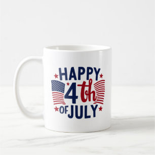 Caneca De Café Feliz 4 de julho Patriótico Americano de Bandeira