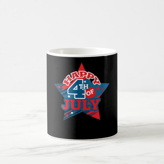 Caneca De Café Feliz 4 de julho Star - bandeira dos EUA - AMOR EU (Centro)