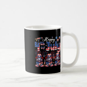 Caneca De Café Feliz 4 De Julho, Três Cortes De Hippos Sinalizado