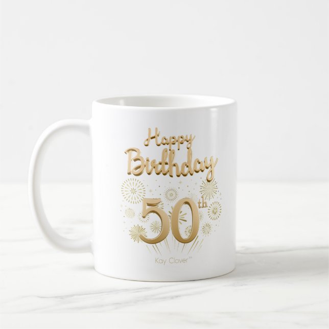 Caneca De Café Feliz 50º aniversário da Mug - Elegante celebração (Esquerda)