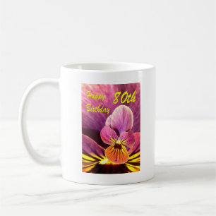 Caneca De Café Feliz 80 Birthday Flower Pansy