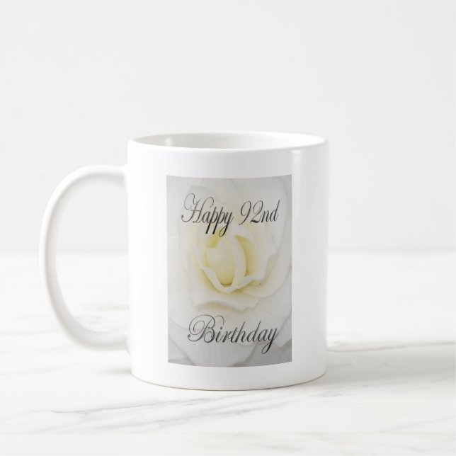 Caneca De Café Feliz 92º aniversário da Flor Branca (Esquerda)