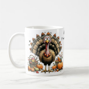 Caneca De Café Feliz Ação de Graças Whimsical Quirky Turkey