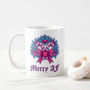 Caneca De Café Feliz AF Wreath Candy Cane