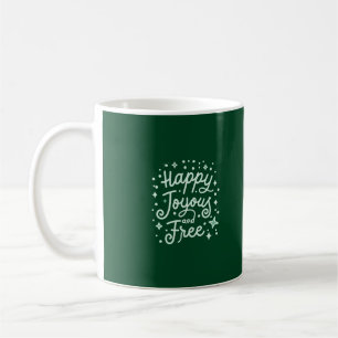 Caneca De Café Feliz, alegre, livre, agradecido, Natal