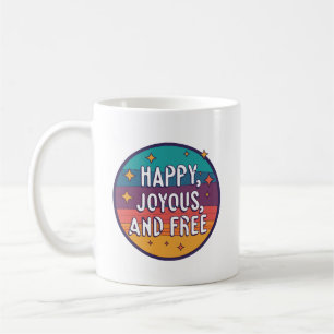 Caneca De Café Feliz, alegre, livre, motivacional, inspiracional