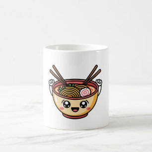 Caneca De Café Feliz Amigo de Ramen Adesivo de Personagem de Comi